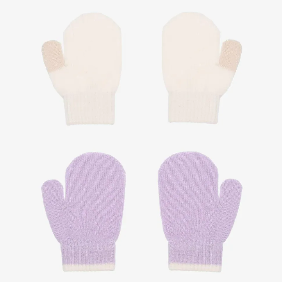 Baby Girls Purple Knit Mittens (2 Pack)