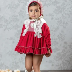 Baby Girls Red Cotton & Lace Dress Set