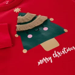 Baby Girls Red Cotton Christmas Tree Top