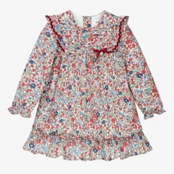 Baby Girls Red Cotton Floral Dress