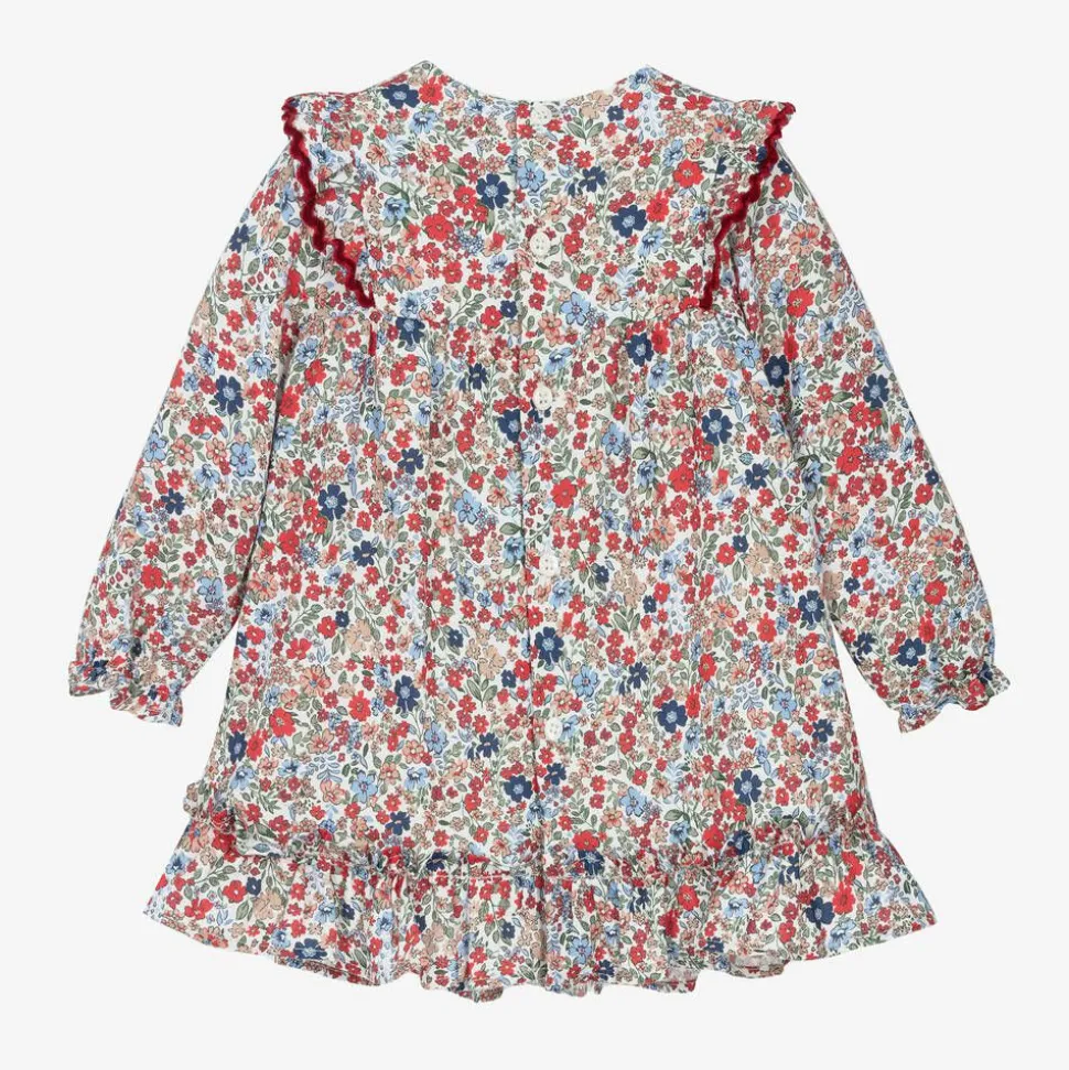 Baby Girls Red Cotton Floral Dress