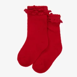 Baby Girls Red Cotton Lace Frill Socks