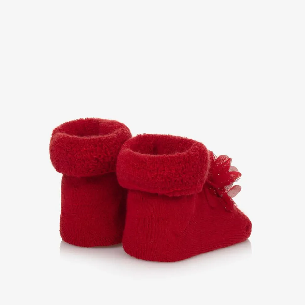 Baby Girls Red Headband & Booties Set