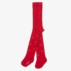 Baby Girls Red Heart Diamanté Tights
