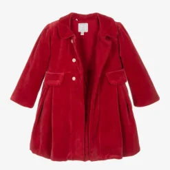 Baby Girls Red Velour Coat & Hat Set