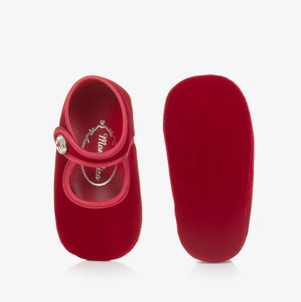 Baby Girls Red Velvet Pre-Walker Shoes