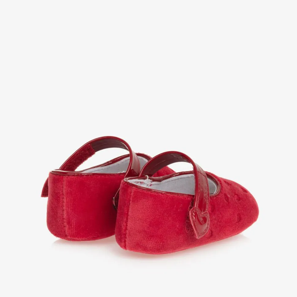 Baby Girls Red Velvet Pre-Walker Shoes