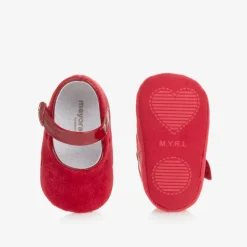 Baby Girls Red Velvet Pre-Walker Shoes