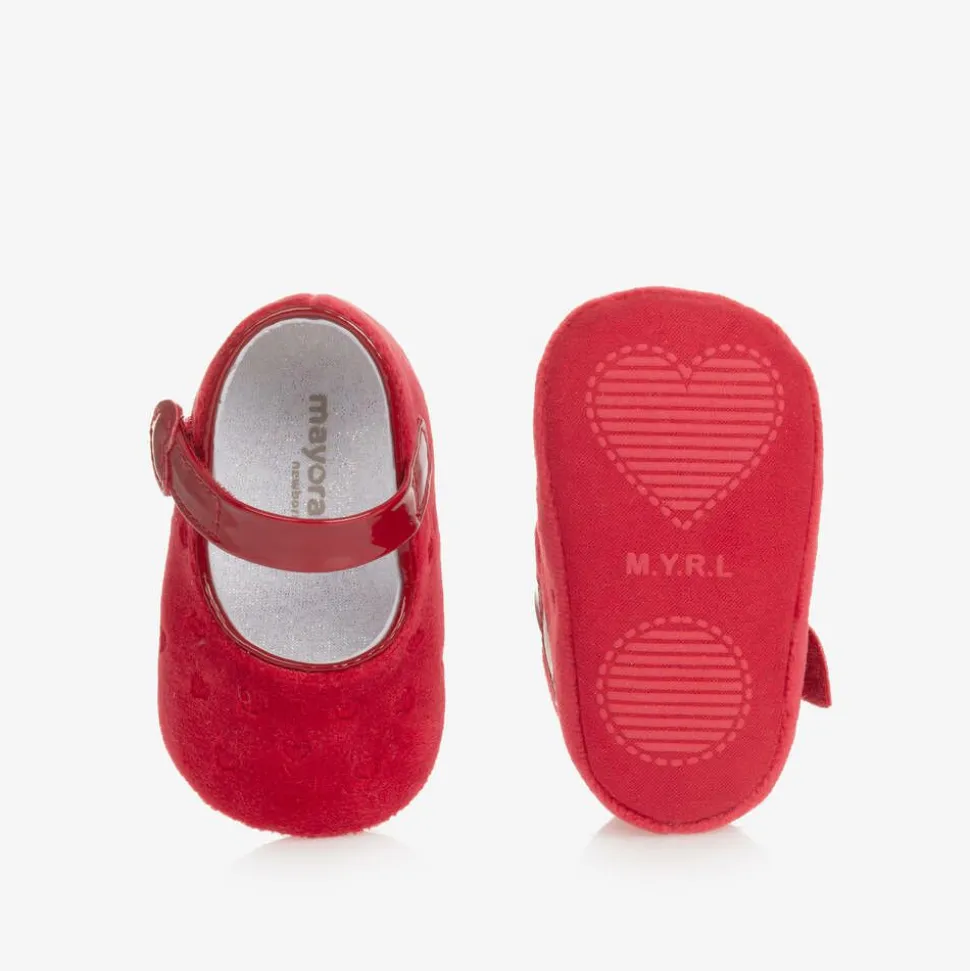 Baby Girls Red Velvet Pre-Walker Shoes