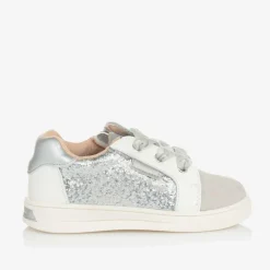 Baby Girls White & Silver Leather Trainers