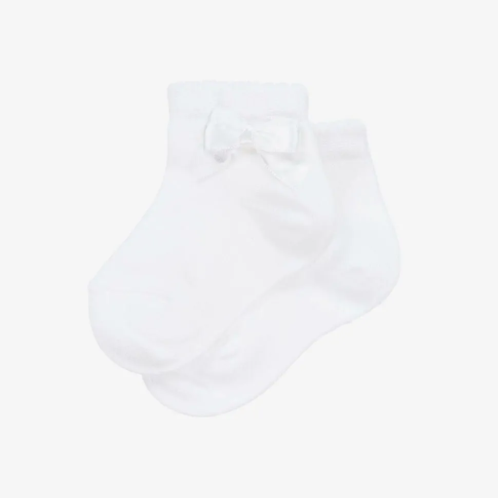 Baby Girls White Bow Socks