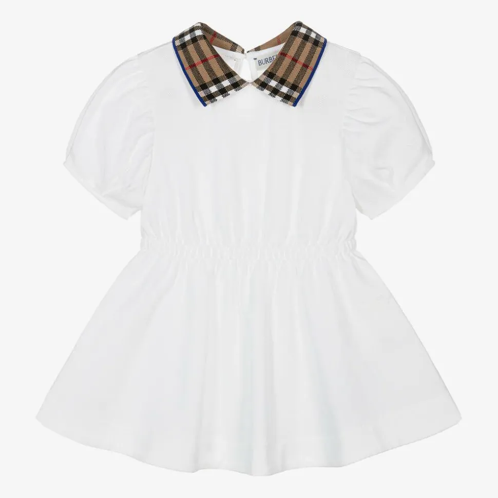 Baby Girls White Check Polo Dress
