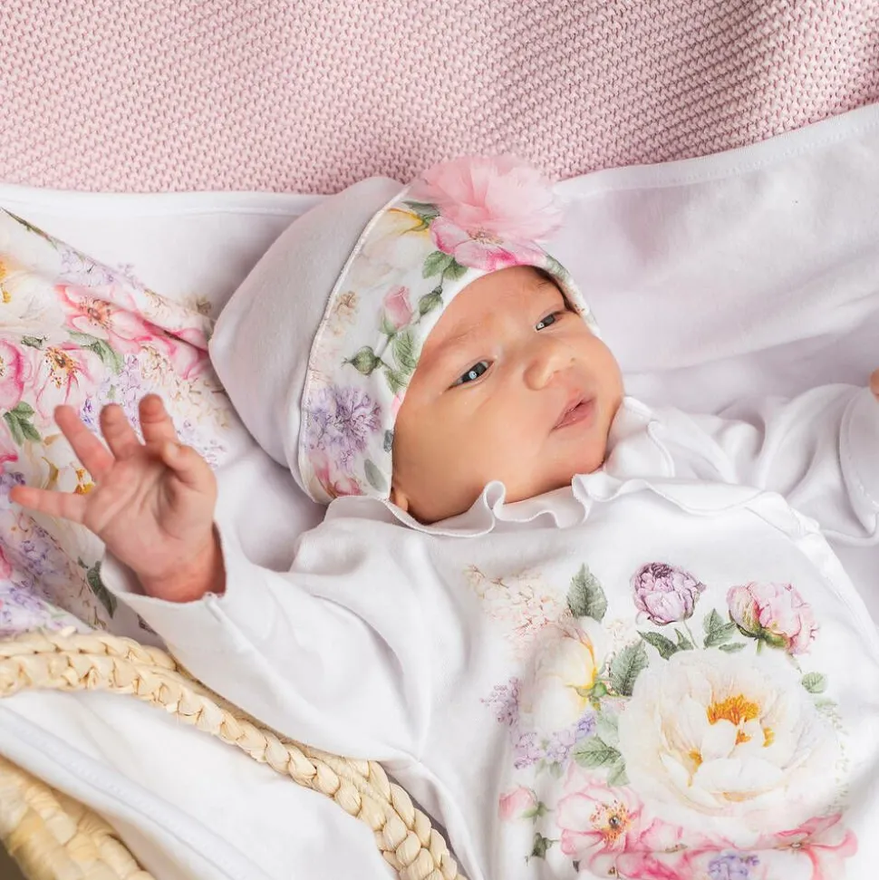 Baby Girls White Cotton Blanket Gift Set