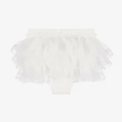 Baby Girls White Cotton Bloomer Shorts
