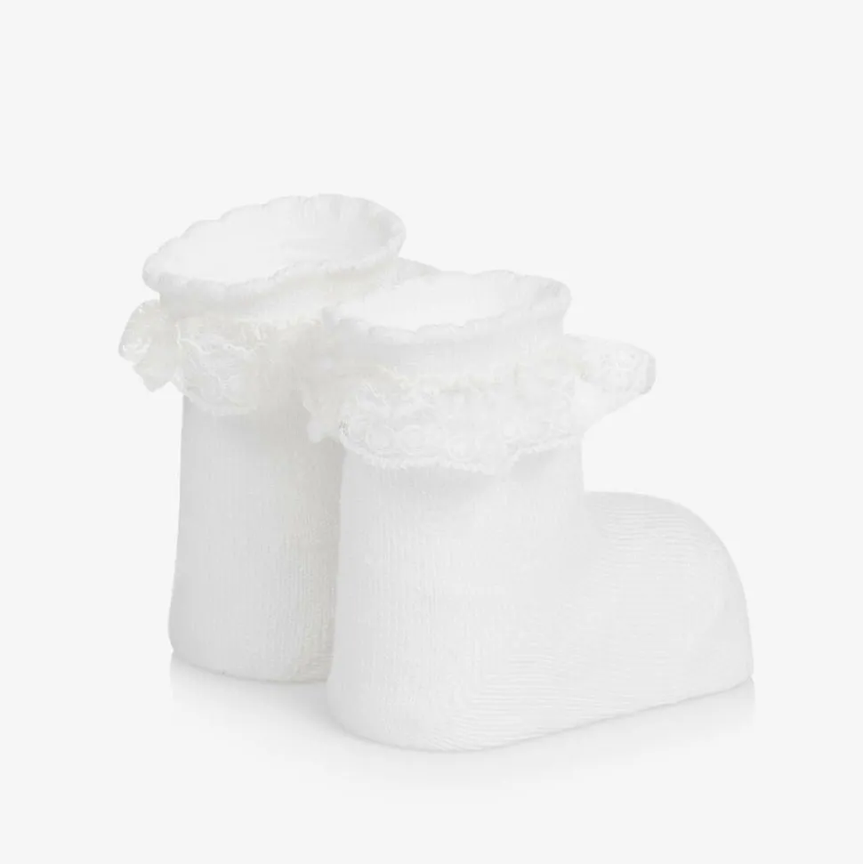 Baby Girls White Cotton Frilly Socks
