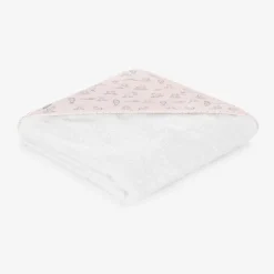Baby Girls White Cotton Hooded Towel (100cm)