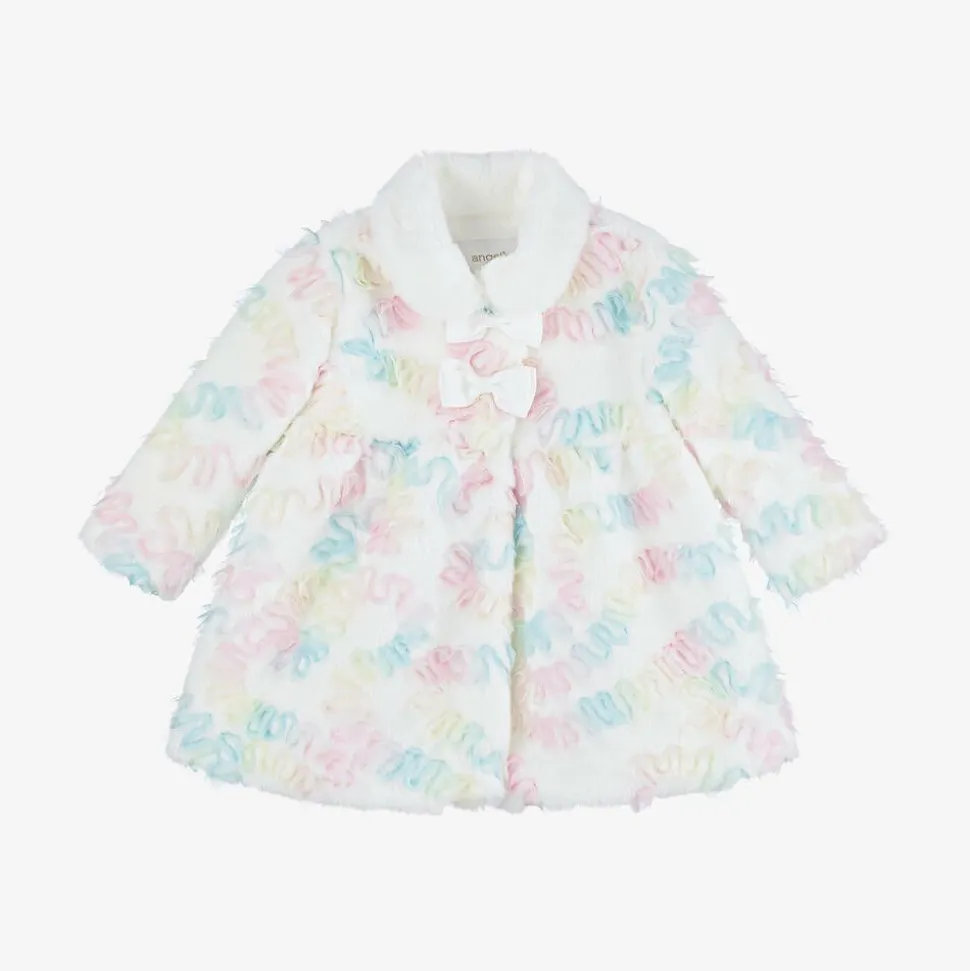 Baby Girls White Faux Fur & Tulle Coat