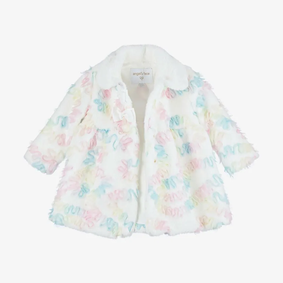 Baby Girls White Faux Fur & Tulle Coat