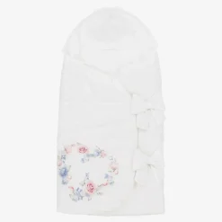 Baby Girls White Floral Bow Nest