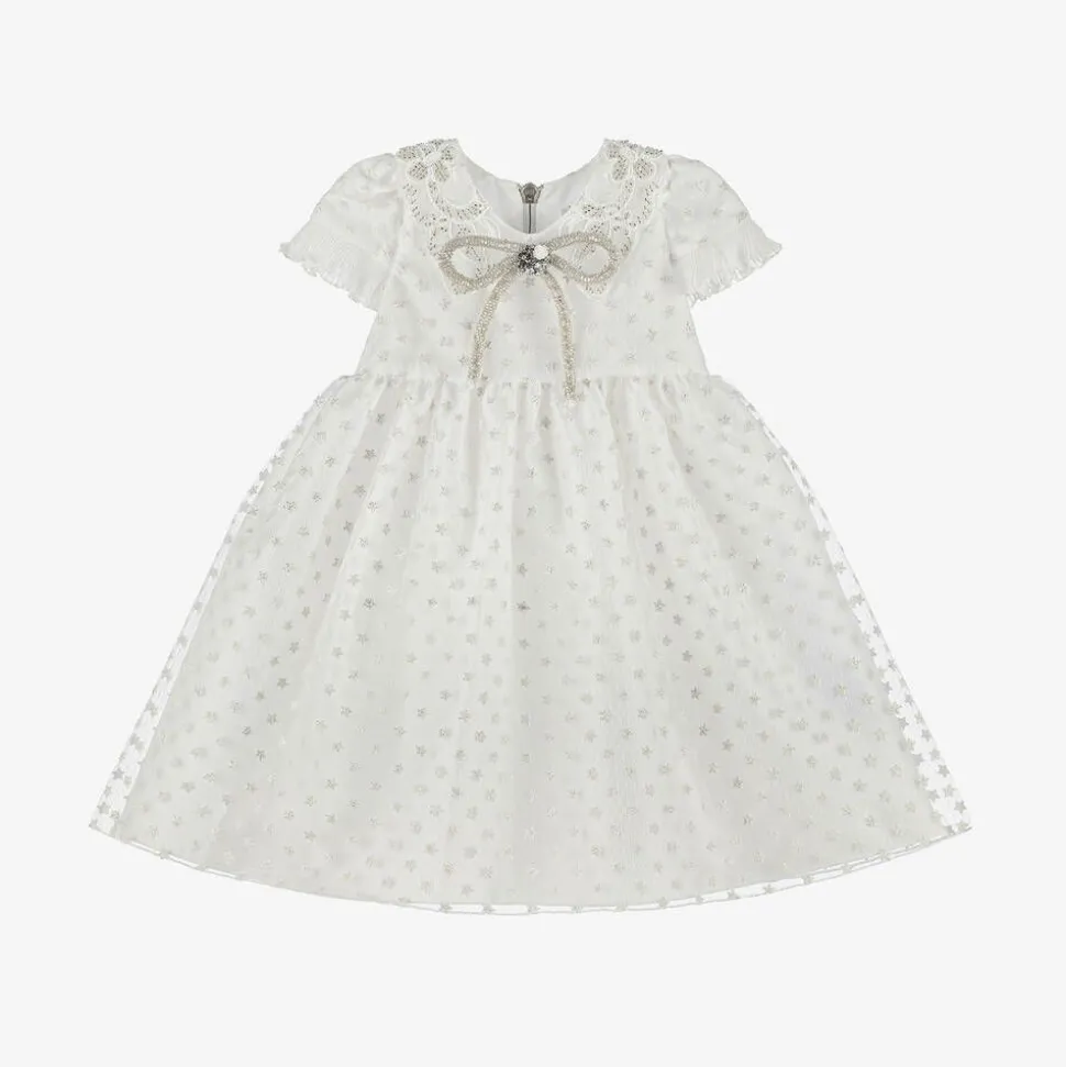 Baby Girls White Glittery Star Dress