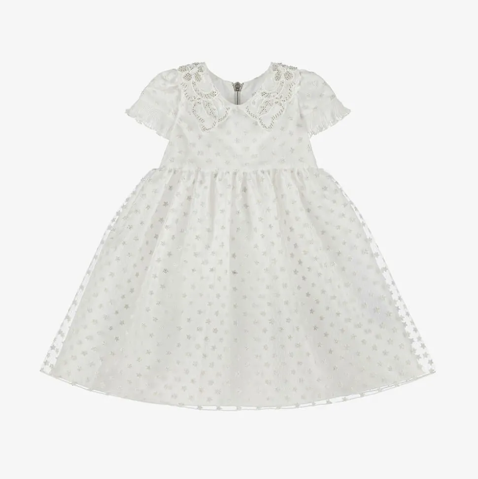 Baby Girls White Glittery Star Dress