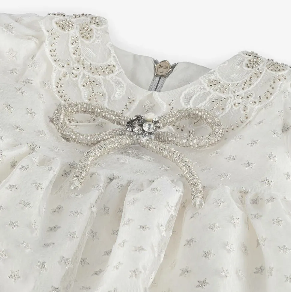 Baby Girls White Glittery Star Dress