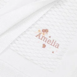 Baby Girls White Personalised Cotton Blanket (88cm)