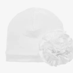 Baby Girls White Pima Cotton Hat