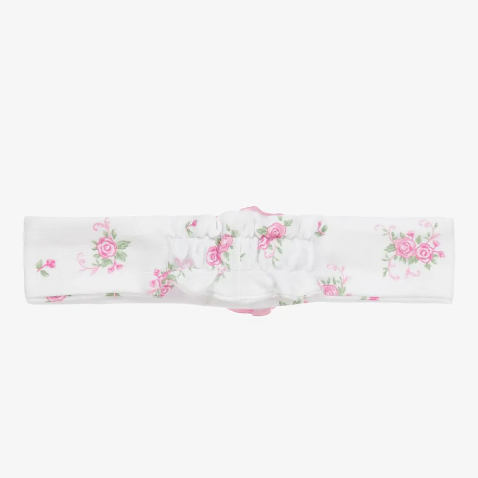 Baby Girls White Pink Rose Scrolls Headband