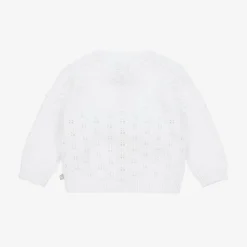Baby Girls White Pointelle Cardigan