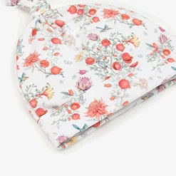 Baby Girls White Supima Cotton Pomegranate Hat