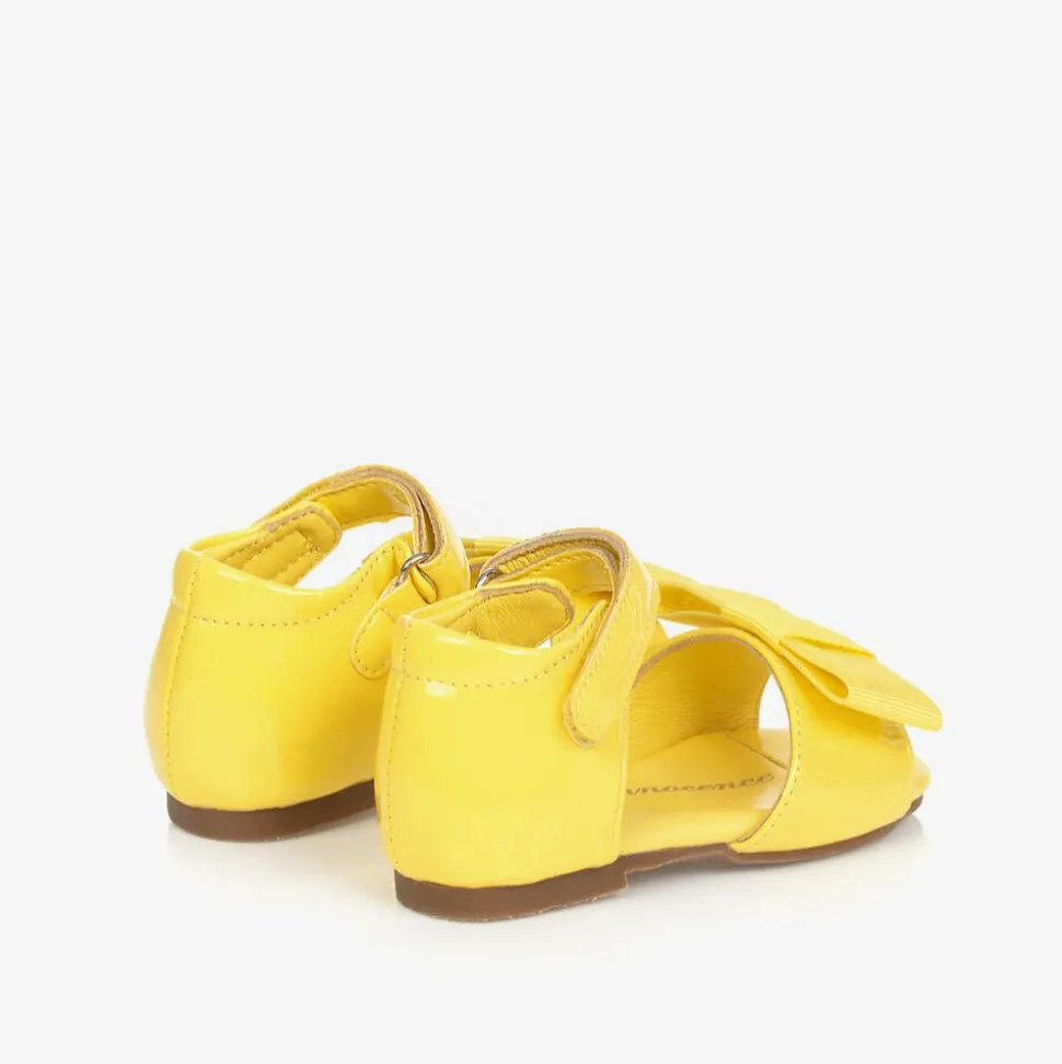 Baby Girls Yellow Leather Bow Sandals