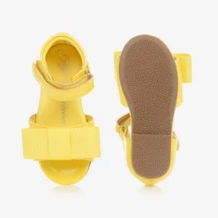 Baby Girls Yellow Leather Bow Sandals