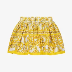 Baby Girls Yellow Majolica Print Cotton Skirt