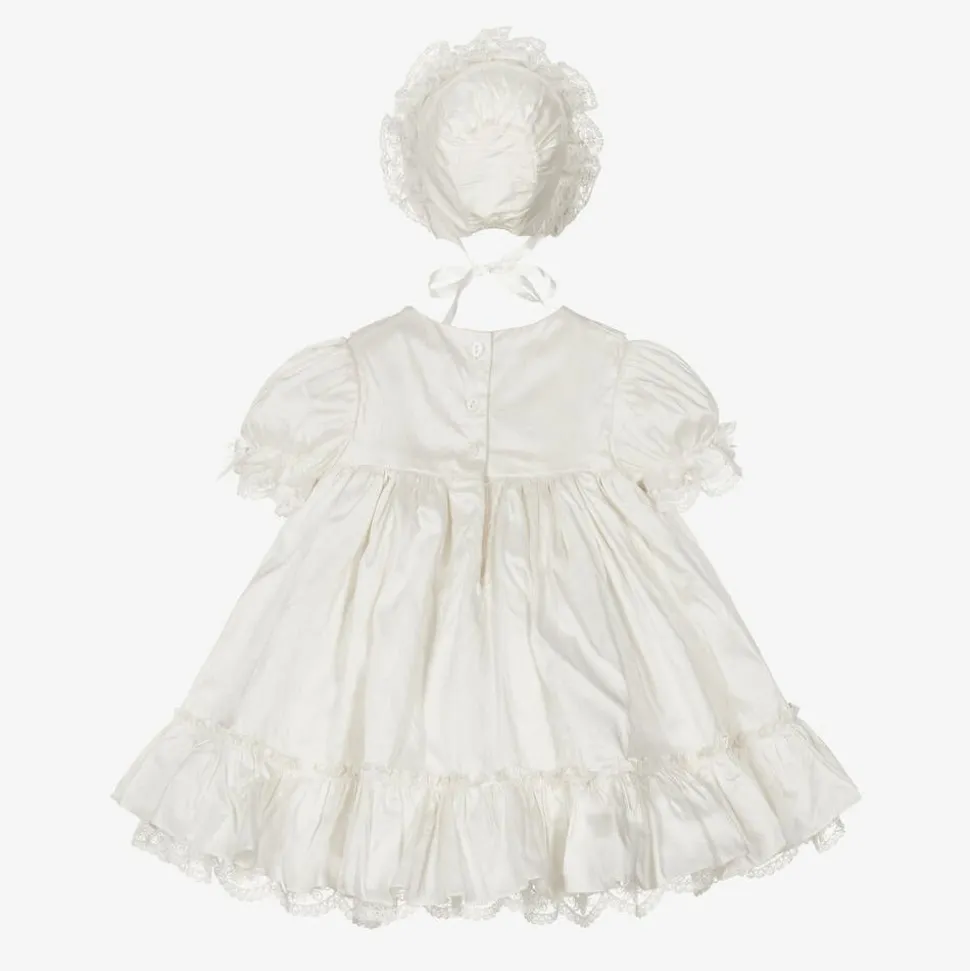 Baby Ivory Silk Dress Set