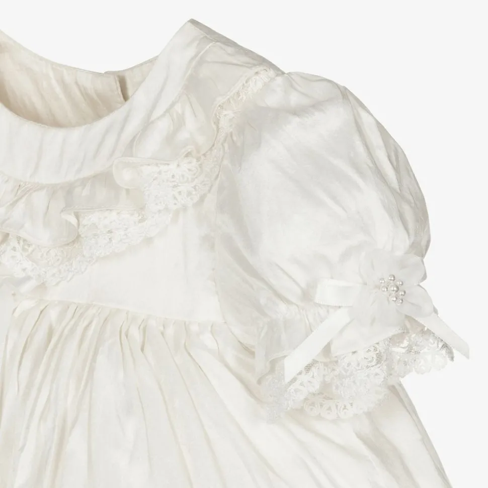 Baby Ivory Silk Dress Set