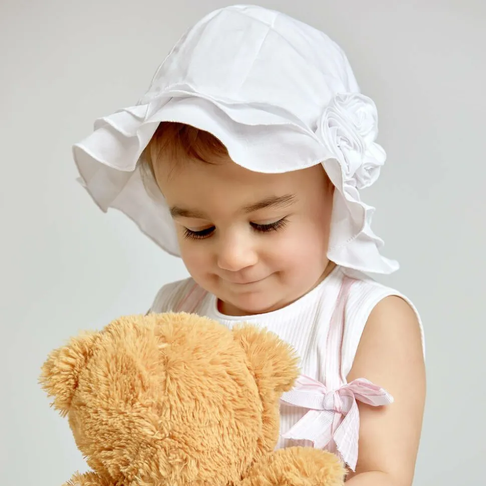 Baby White Polycotton Sun Hat