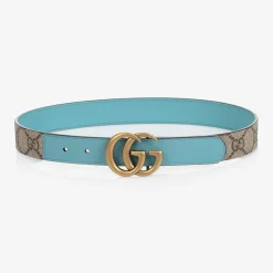 Beige & Blue GG Logo Belt