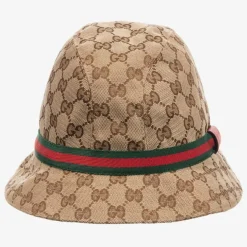 Beige & Brown GG Canvas Hat