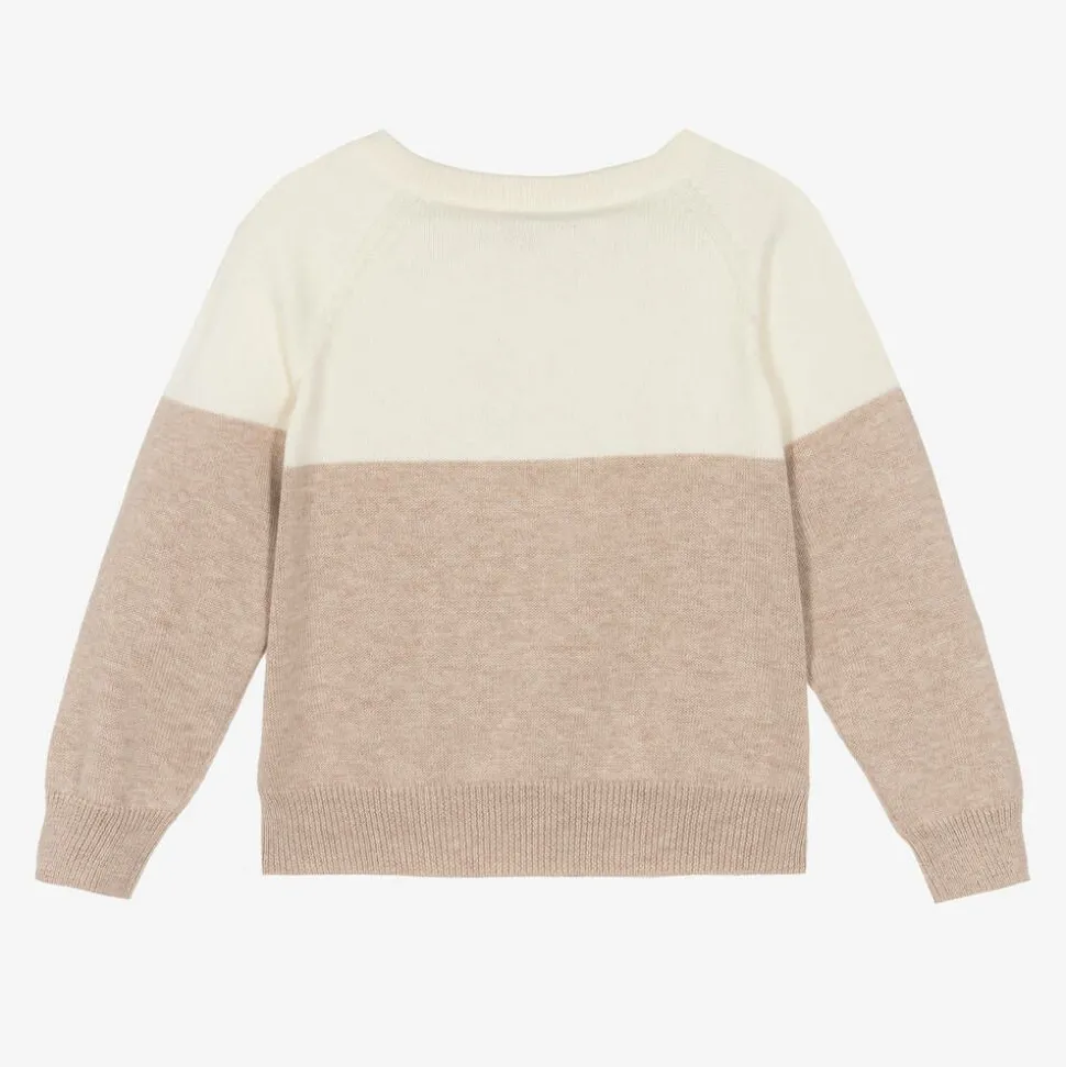 Beige & Ivory Cotton & Cashmere Sweater