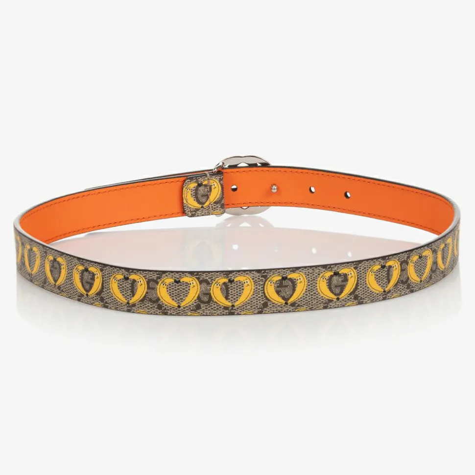 Beige Banana Print GG Belt