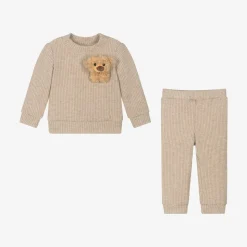 Beige Bear Viscose Baby Trouser Set