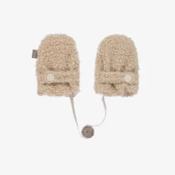 Beige Bouclé Fleece Mittens