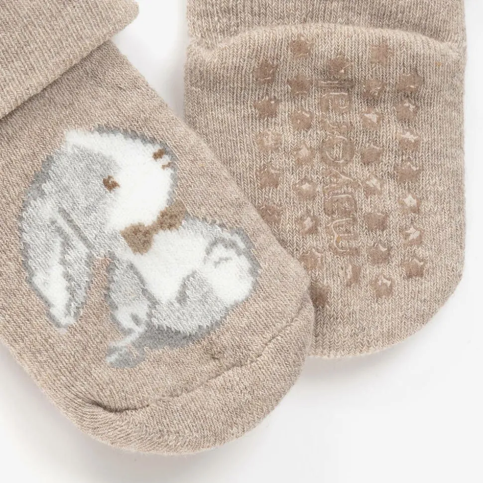 Beige Bunny Cotton Baby Socks