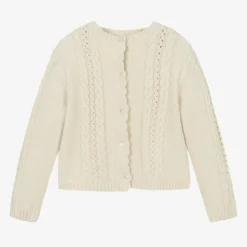 Beige Cable Knit Cardigan