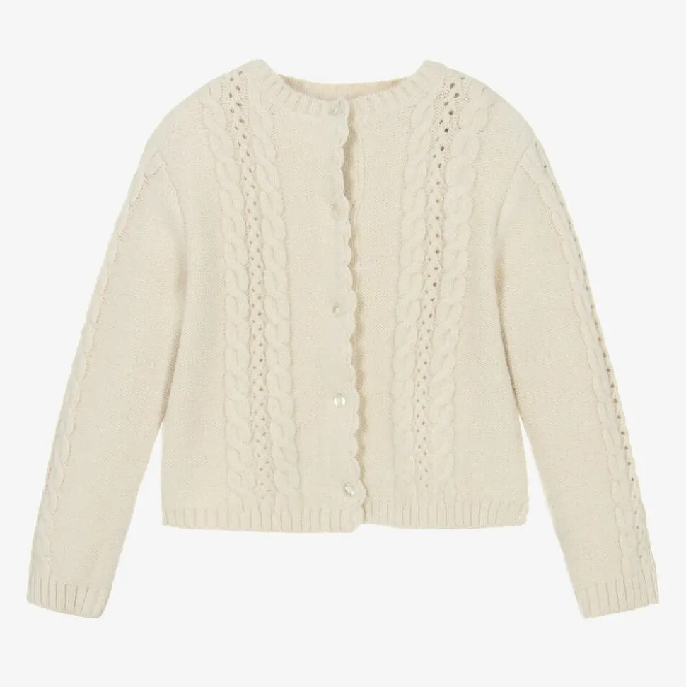 Beige Cable Knit Cardigan