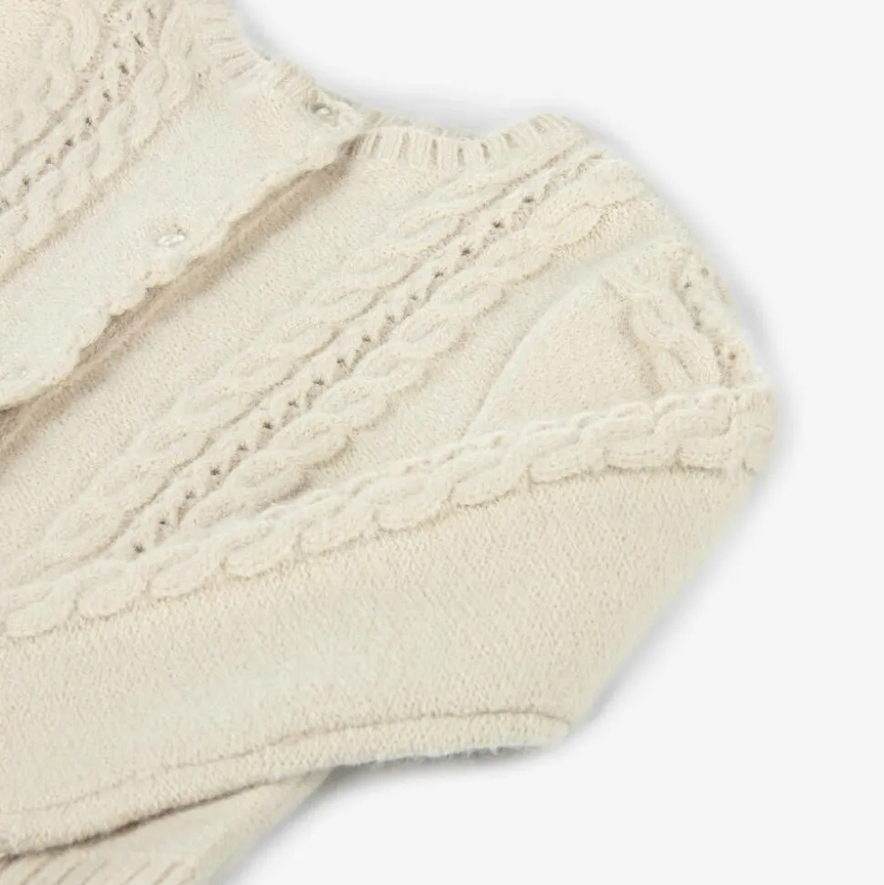 Beige Cable Knit Cardigan