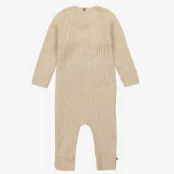 Beige Cable Knit Viscose Babygrow