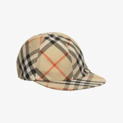 Beige Canvas Check Cap