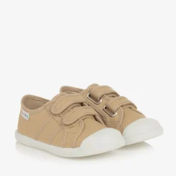 Beige Canvas Velcro Trainers